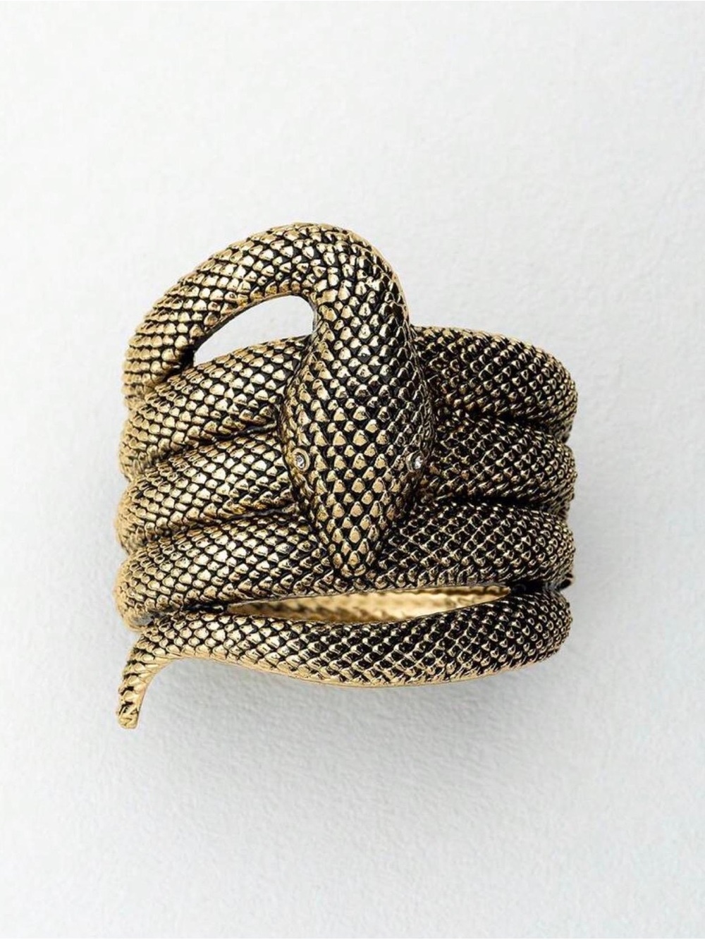 Gold-Tone Black and Cream Enamel Link Bangle